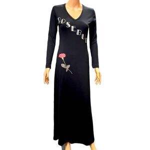 Transfer Station San Francisco Rosebud Long Sleeve Jersey Maxi Dress Size Medium